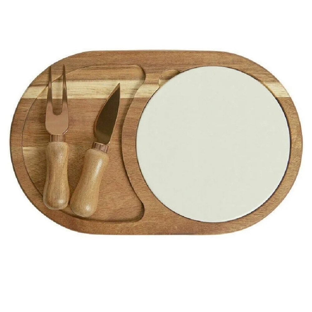 Gourmet Wood & Ceramic Cheese Board